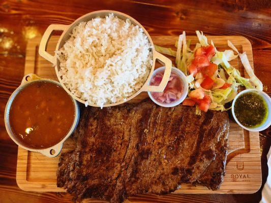 Skirt Steak, White Rice and beans