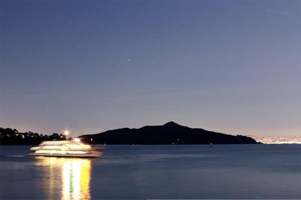 Evening ferry from SF landing just a hundred yards from Inn Above Tide