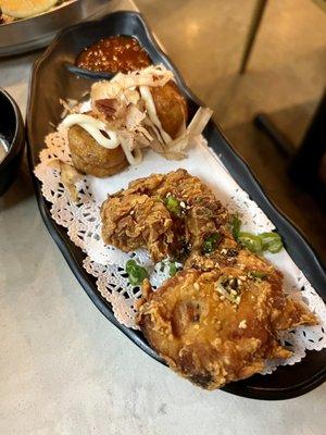 Fried chicken and Takoyaki