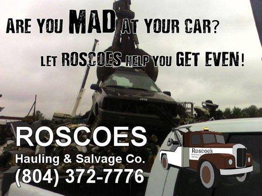 Roscoe's offers fast junk car removal. We buy junk cars.