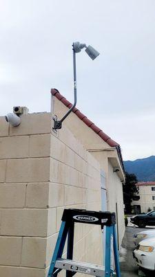 Per customer's request, we install the Active Deterrence bullet 4K Camera on a raised antenna pole for better view angle.