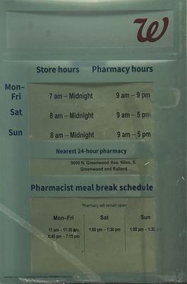 Pharmacy hours