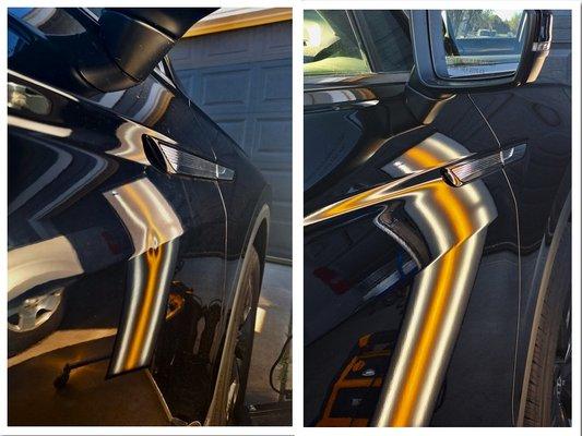 Before & After - 2024 Volkswagen Tiguan right front door body line dent.