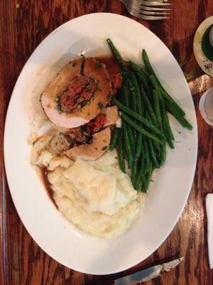 Pork stuffers with spinach, sundries tomatoes and garlic. Delicious dinner special.