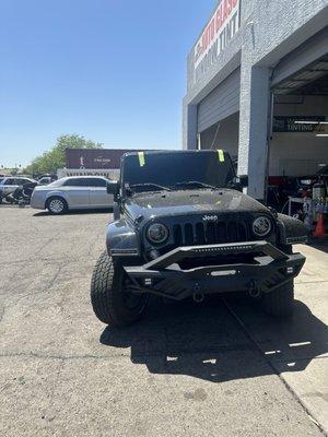 Front of location with Jeep window replaced and tinted