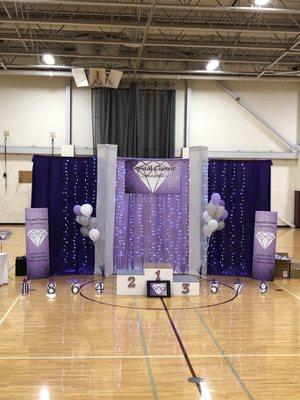 CLGTC amazing awards stand for their home meet!  Huge thank you to the best parents a gym can ask for!  create by Olivia Kim