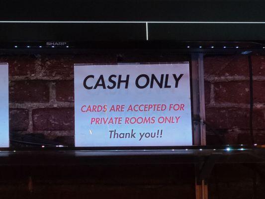 They don't mention it's cash only until you get in