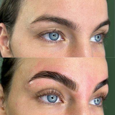 Brow lamination with tint and waxing + lash lift with tint