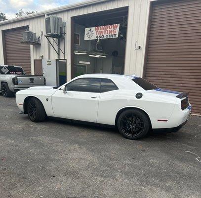 Check out the fresh tint on the 2023 Dodge Hell Cat Limited with LLUMAR CTX  Ceramic window film!