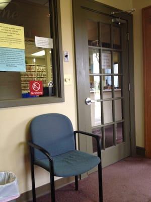 Waiting room area looking into the front desk