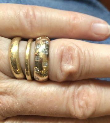 The ring they made for me is on the right.