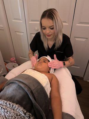 Babygirl getting her first facial at her spa party! Book a spa party today