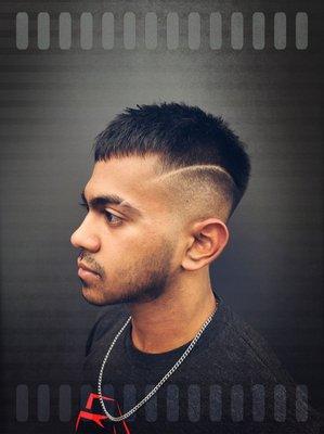 We aren't called freshfadeaway for no reason! Come in for an expertly executed fade or design on your next haircut! Work done by Logan