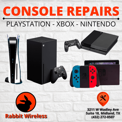 We offer All Console Repairs! Hard Drive, Clean-Up, Joystick, HDMI Port, USB Port, and more! CALL NOW for more info