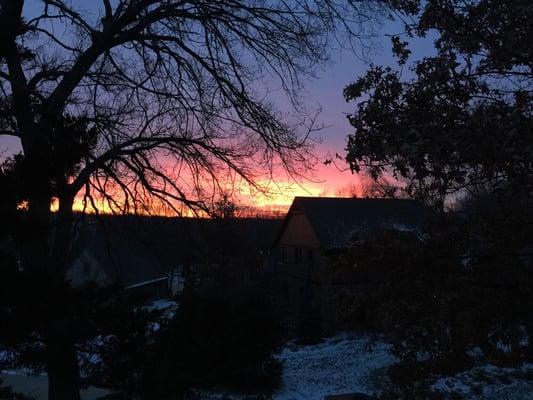 Kansas winter sunset as seen from Cedar Creek.