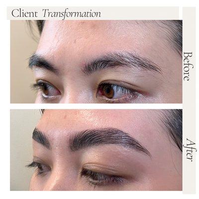 Brow lamination/eyebrow shaping