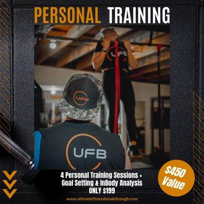 4 PT Sessions for ONLY $199. $450 Value!