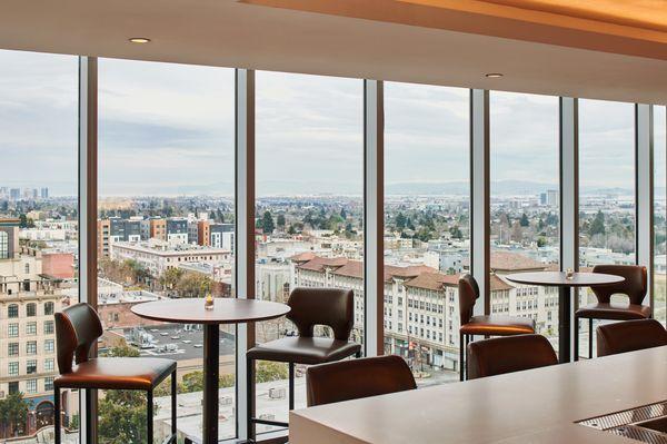 View from Study Hall Rooftop Lounge interior