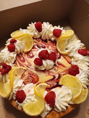 Raspberry lemon cheesecake. We added the lemon slices!