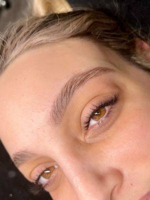 Lash extensions and brow lamination by Crystal