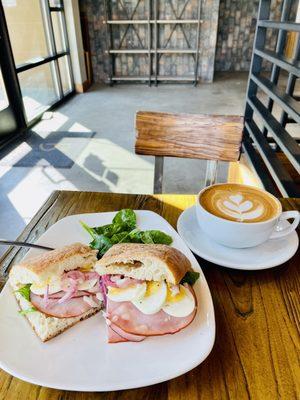 Ham and Egg Sandwich, Cafe Latte