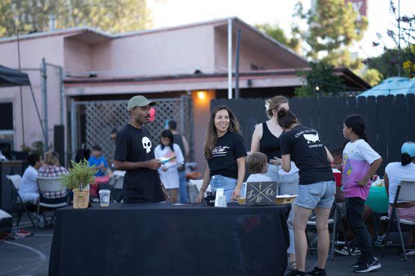 The welcome table for our neighborhood block party