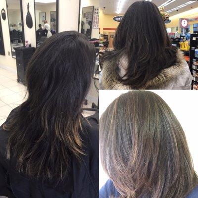 Caramel babylights + cut & blow dry