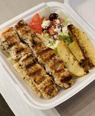 Delicious  Chicken Souvlaki Platter