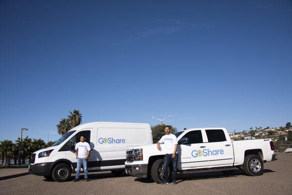 Two GoShare Drives with a Cargo Van and Pickup Truck