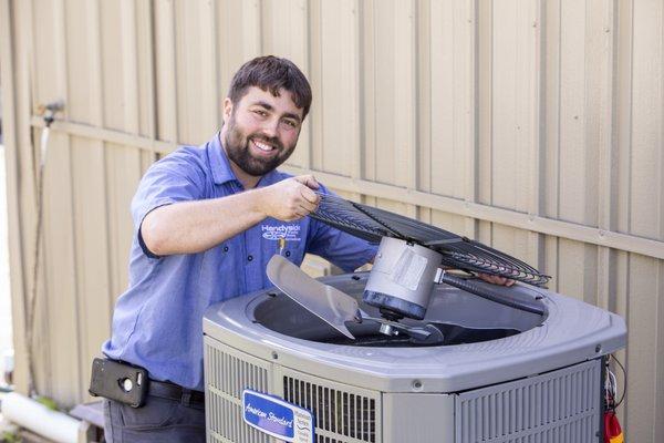 Jim C. Working on a American Standard Heat Pump