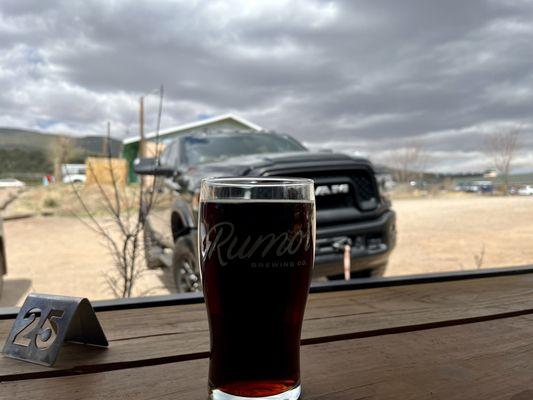 Monk beer. Good stuff. Nice patio.