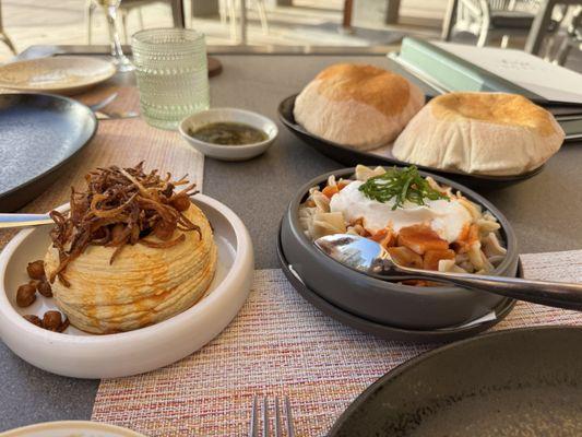 Hummus and veggie dumplings