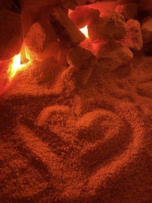 Inside salt cave on ground