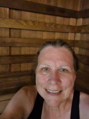 Enjoying the sauna after workout