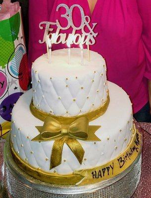 Awesome!-- 2 tier cake, Gold ribbon like I wanted it