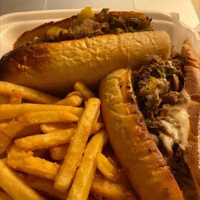 Cheesesteak and fries