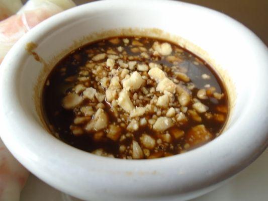 Peanut dipping sauce, close-up.