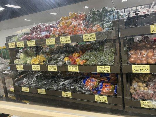 Behind the counter vegetables