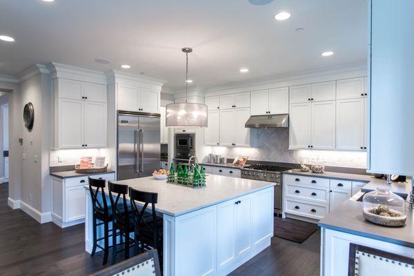 Gorgeous marble look quartz countertops in Sammamish home