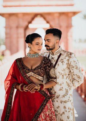 Bride and groom's outfits