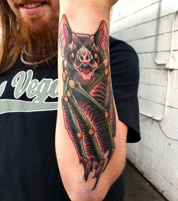 Bat Tattoo done by Bender Friis-Pettitt