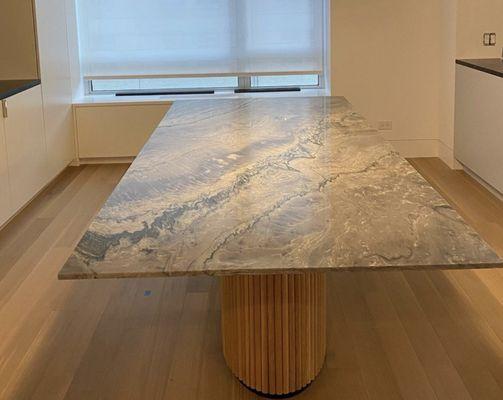 custom made dining table with quartzite top