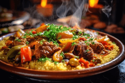 our smoked masterpiece is a delicately infused with rich, smoky flavors that melt in your mouth. with delectable couscous &veggies