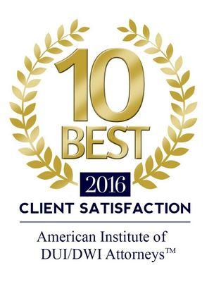 Top 10 Award for DUI and DWI American Institute for DUI/DWI Attorneys