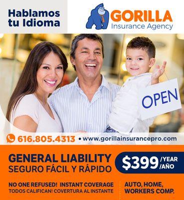 Hablamos Espanol Gorilla Insurance Agency 859 28th St SW Suite B1 Wyoming, MI 49509 616-805-4313