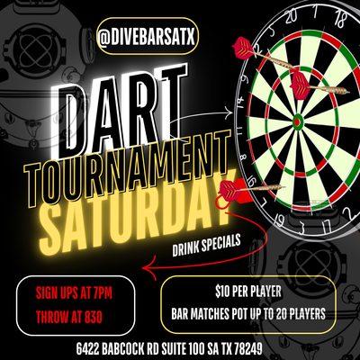 Dart tournament Fridays and Saturdays