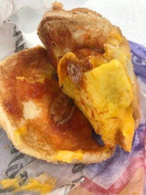 A different view of the " breakfast burger with no patty