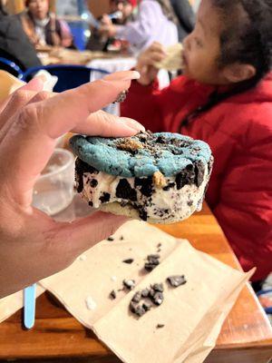 Cookie Monster top Cookies & Cream bottom, Cookie Dough ice cream w/ Oreo topping