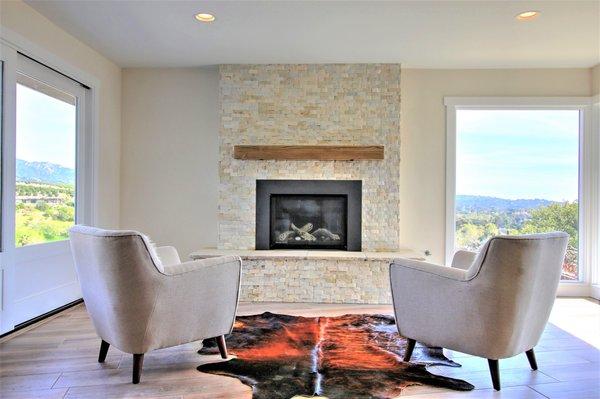 We centered the fireplace, giving it more symmetry and making it pleasing to the eye.