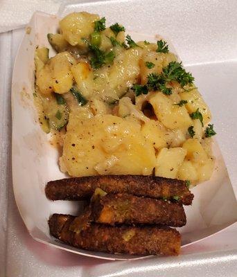 Veggie wedges and German potato salad